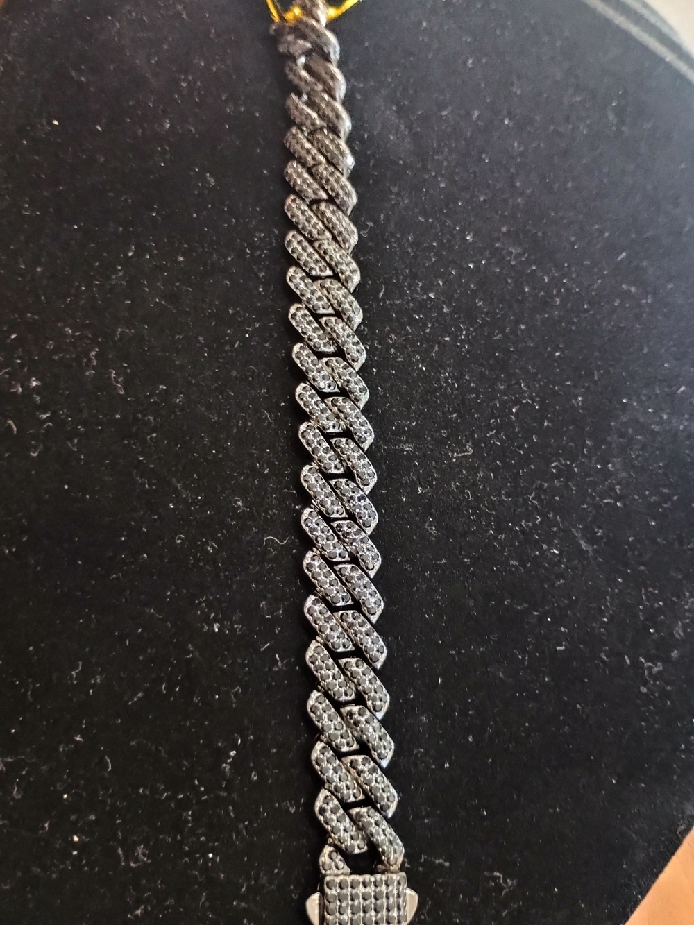 Black Pave Cuban Link Bracelet - Unbranded